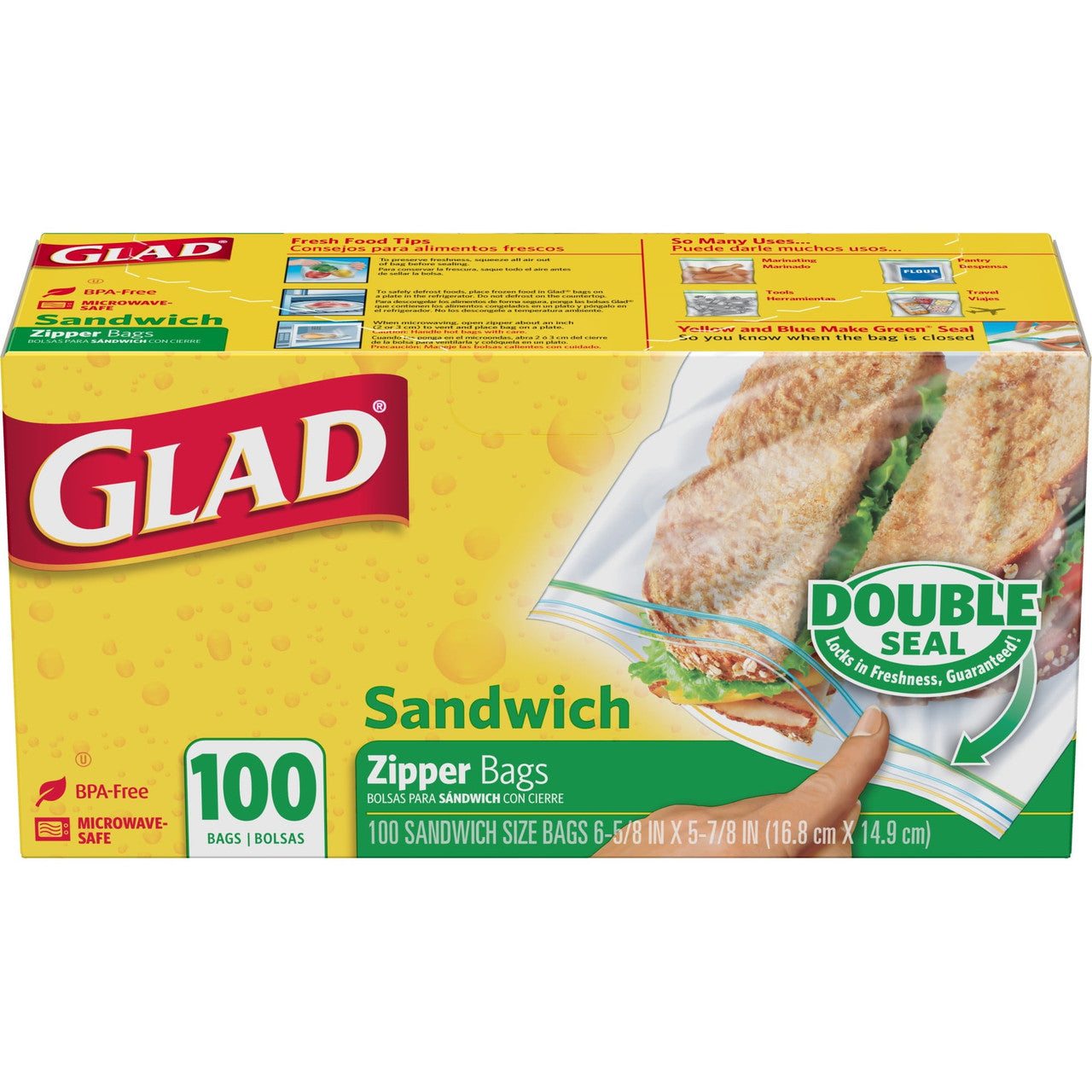 Glad Zipper Sandwich Bags - 100 Ea